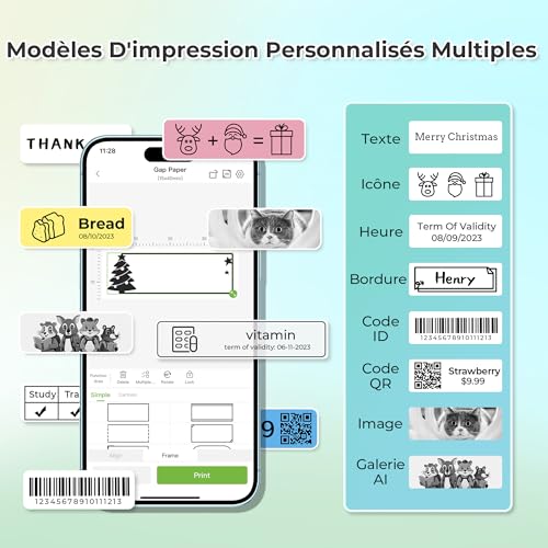 Nelko Label Maker Machine with Tape, P21 Bluetooth Label Printer, Wireless Mini Label Makers with Multiple Templates for School Office Home, White