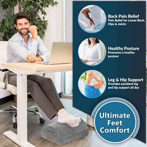 ComfiLife Foot Rest for Under Desk at Work ? Adjustable Height Memory Foam Foot Stool for Under Desk, Office Chair & Gaming Chair ? Ergonomic Footrest for Back & Hip Pain Relief (Gray)