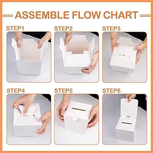 3 Pcs Ballot Boxes Suggestion Boxes Donation Box for Fundraising, Cardboard Raffle Box with Slot and Removable Header for Collecting Business Card Voting Contest (White)