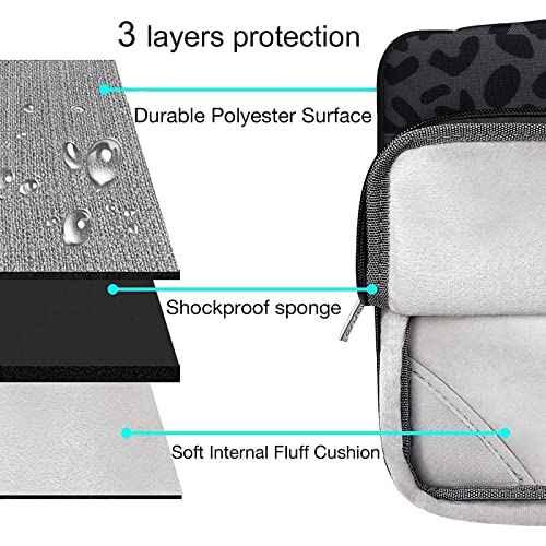 MOSISO Compatible with MacBook Air 13 inch Case 2025 2024 2023 2022 M4 A3240 M3 A3113 M2 A2681, Plastic Leopard Grain Hard Shell&Carrying Sleeve Bag&Keyboard Cover&Webcam Cover&Screen Protector, Black