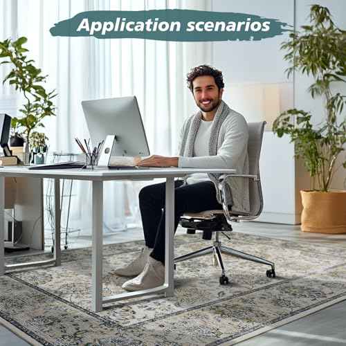Office Chair Mat for Hardwood Floor,Computer Chair Mat Office Rugs for Rolling Chairs,Under Desk Rug for Floor Protector,Anti Slip Machine Washable Area Rug Brown 48"x60"