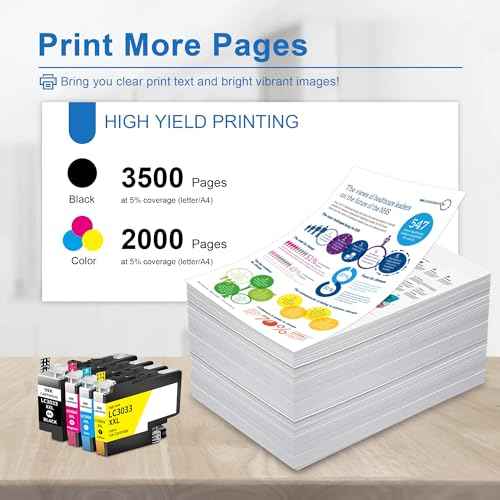 LC3033 LC3033XXL Ink Cartridge High Yield 4 Pack Replacement for Brother 3033 LC3033 LC-3033 XXL LC3033XXL MFC-J995DW MFC-J995DW XL MFC-J805DW MFC-J805DW XL MFC-J815DW Printer (BK/C/M/Y)