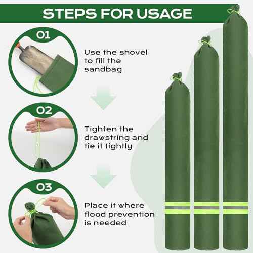 Sand Bags for Flooding,8Pcs Flood Prevention Sandbags,Thickened Long Canvas with Elastic Band, Reusable Flood Barriers for Indoor and Outdoor Garage 4'X 7"