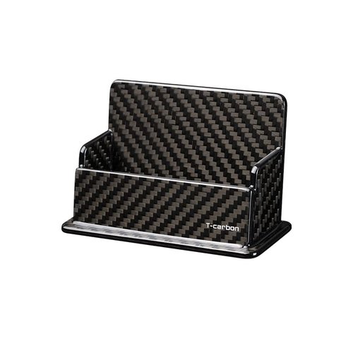 Business Card Case Holder for Desk,Real Carbon Fiber Business Card Display Business Card Case Stand Desktop Name Card Organizer for Exhibition, Home, Office, Fits 30-50 Business Cards