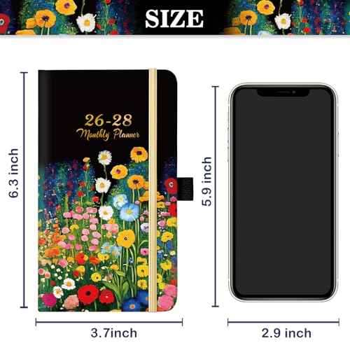 Pocket Calendar 2026-2028 - 3-Year Monthly Pocket Calendar from January 2026-December 2028, 6.4" x 3.8", 2026-2028 Pockets Calendars for Purse, Monthly Planner with Bookmark
