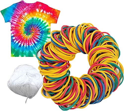 Tie-Dye Rubber Bands, 200g Assorted Colors – 1.5" x 0.1" Craft Bundles