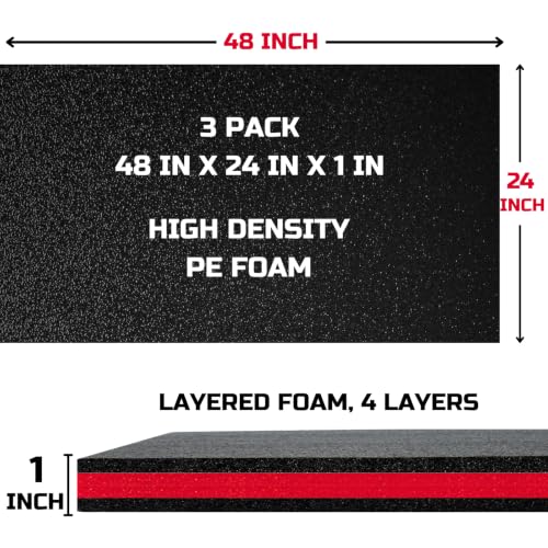 Tool Box Foam Organizer 48x24x1 inch 3Pack, Kaizen Sheets for Pro