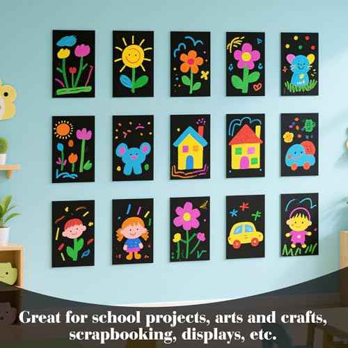 100 Pcs Black Poster Board Paper 12x18, ROOKEA Vision Boards Posterboard Bulk for School Projects Classroom Arts Craft Presentations Drawing Scrapbooking Blank Graphic Display