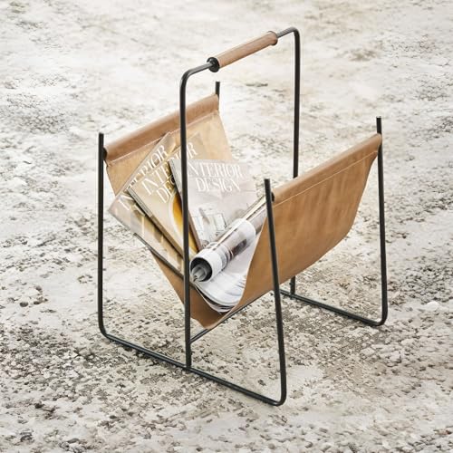 Ashley Faronworth Leather Magazine Rack with Handle - Contemporary Storage