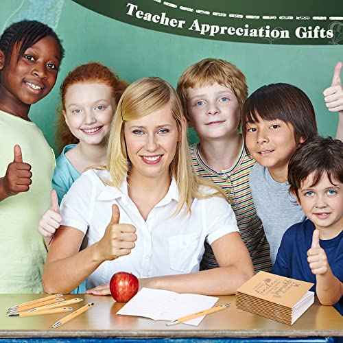 Kosiz 240 Pcs Teacher Appreciation Gifts in Bulk Thank You Kraft Notebooks Set Motivational Mini Journal Notebook Inspirational Bamboo Ballpoint Pen Gift for Teacher Nurse Christmas Thanksgiving