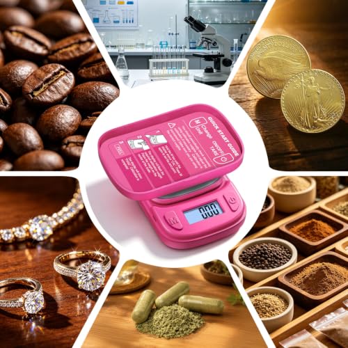 Fuzion Magenta Digital Pocket Scale 500g x 0.01g Food Jewelry Coin Weighing