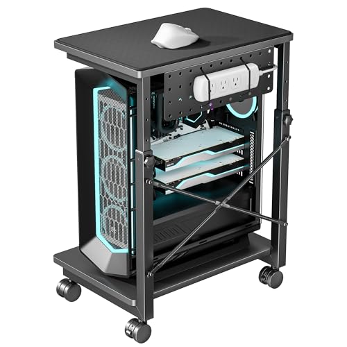 ARES WING Height Adjustable Computer Tower Stand 21.7–33.5 in, 88 lb per Shelf