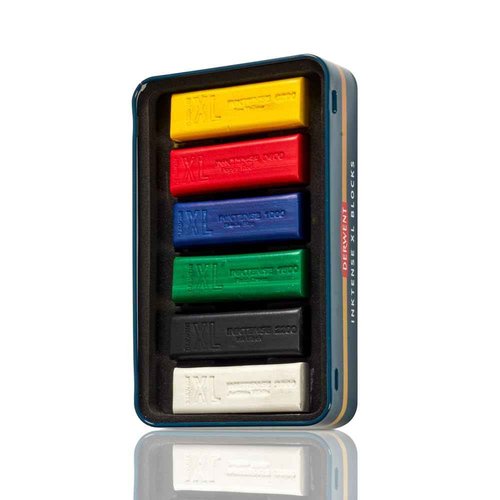 Derwent Inktense XL Blocks 6 Tin, Set of 6, 60mm Extra-Large Block, Water-soluble, Ideal for Sketching, Drawing and Expressive Mark Making, Professional Quality (2306161)