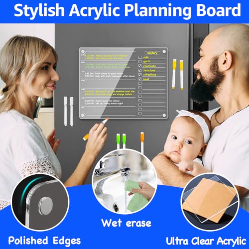 PigPotParty Magnetic Acrylic To Do List & Weekly Fridge Whiteboard - Week & Todo, 12x9.5 in