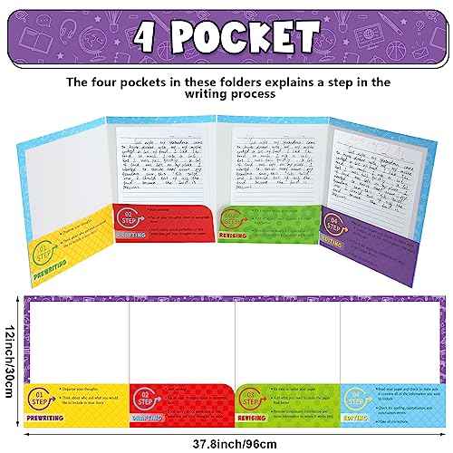 Ctosree Writing Bulk Folders with Pockets Writing Process 4 Pocket Folders Bulk for Students Teacher Classroom Kids(30 Pcs,Classic)