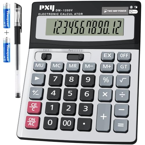12-Digit Desktop Calculator with Large LCD Display & Big Buttons - Office & School Use