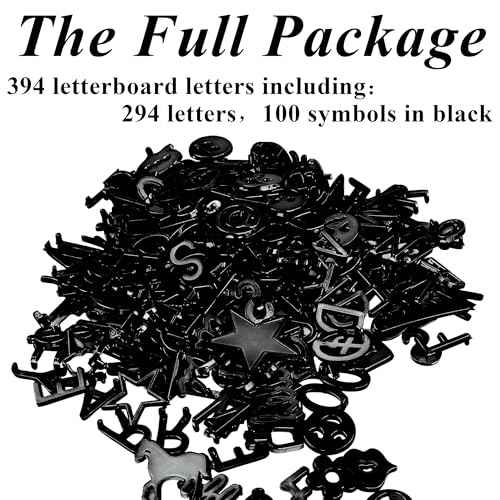 Plastic Letters for Letter Board Only, 394 Pieces Black, 0.75" Letter Board Letters for Changeable Felt Letter Board, Letter Board Accessories