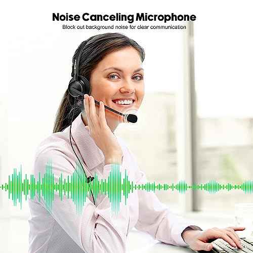 Phone Headset with Microphone Noise Cancelling & Mic Mute, RJ9 Telephone Headsets for Call Center Landline Deskphone, for Cisco Office Phones 7940 7942 7945 7960 7962 7965 7811 7821