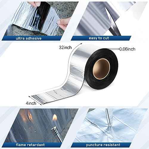 Frienda 2 Rolls Flashing Tape Waterproof Patch Seal Tape 32 Feet Self Adhesive Asphalt Repair for Window Roof Doors Panels Gutter Repair Outdoor(4" X 32')