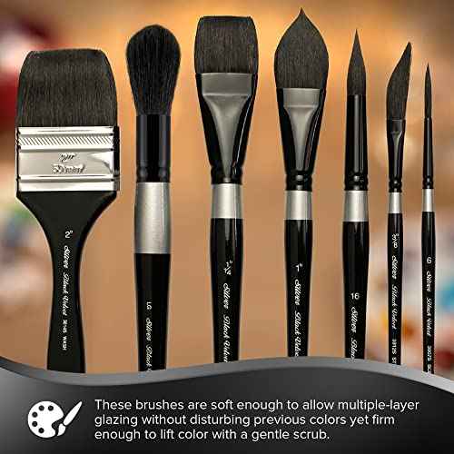 Silver Brush Limited WC-3204s Black Velvet Watercolor Round Set, Set of 3, Sizes 0, 2, and 4 Round Paintbrushes, Short Handle