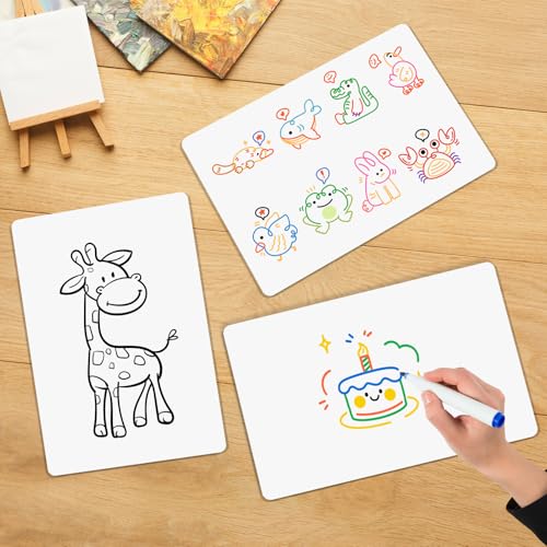 HSDAV 10 Pack Small Double-Sided Whiteboards - Blank Dry-Erase Boards for Office & Classroom (12x8 inches) - Variation: Blank Whiteboard