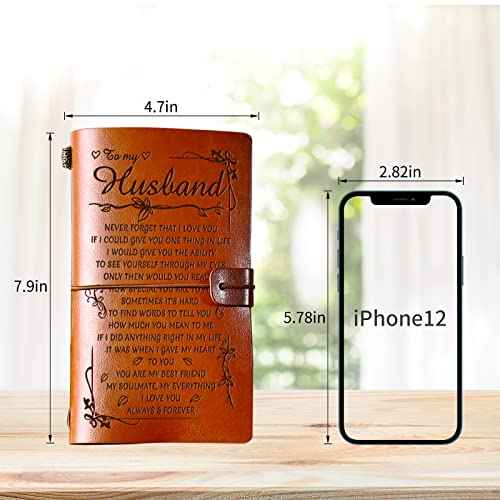 PRSTENLY Gifts for Husband Leather Journal, Husband Birthday Gift To My Husband Gifts 140 Page Refillable Notebooks, Fathers Day Anniversary Wedding Christmas Valentines Day Gifts for Him Men Husband