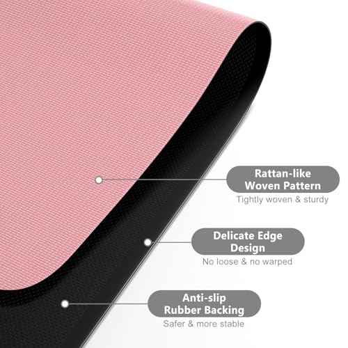 Hsurbtra Office Chair Mat for Hardwood Floor, 45" x 53" Large Anti-Slip Computer Chair Mat, Heavy Duty Wood & Tile Floor Protector, PVC Desk Rug for Office Home, Pink