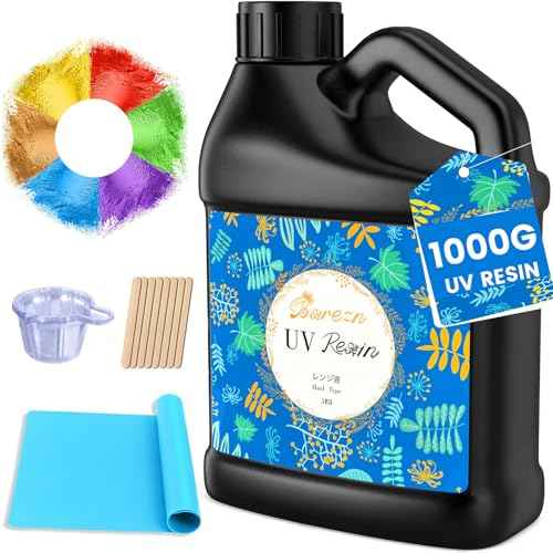 Bsrezn 1000g UV Resin Hard with Mica Powders of 6 Colors for Jewelry Making and Crafting (1000g x 1)
