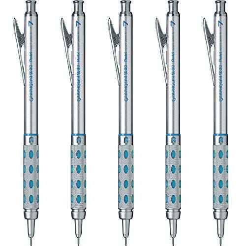 Pentel PG1017 Graph Gear 1000 Mechanical Pencil, 0.03 inches (0.7 mm), 5 Pieces
