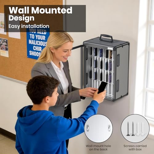 36 Slots Cell Phone Locker for Classroom, Portable Mobile Storage Box
