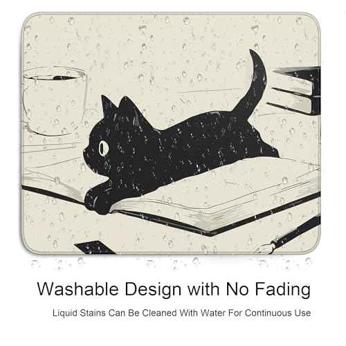 Cute Black Cat Mouse Pad,Kawaii Anime Cat Mouse Pads for Wireless Mouse Desk Accessories,10"X8" Travel Mousepad with Non-Slip Rubber Base, Stitched Edge Mouse Pads for Desk,Computers,Laptop,Office