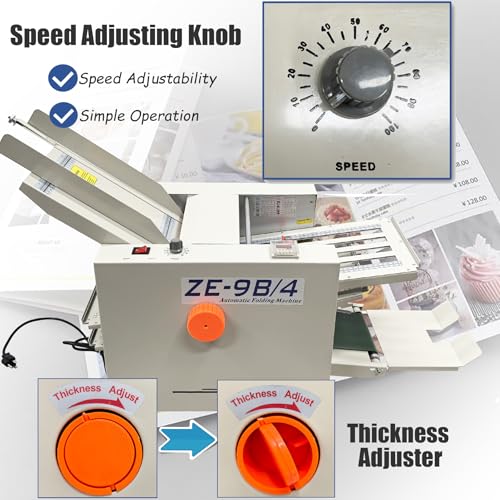 INTSUPERMAI Automatic Paper Folding Machine 110V with 4 Adjustable Plates Commercial Desktop
