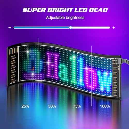 Programmable Led Sign, 15''x4'' Pre-made Animations & Customizable Text Led Car Sign, Bluetooth APP Control Scrolling LED Sign, Custom,Graffiti Flexible Led Matrix Panel for Car Store Hotel Holiday