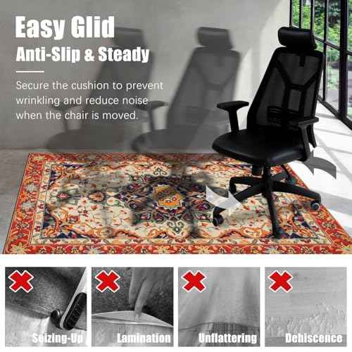 Chair Mat for Hardwood Floor/Tile Floor, Low Pile Desk Chair Mat for Hard Floors, Office Floor Mat Chair Rug for Rolling Chair, Computer Gaming Rug(red 01,48"x 60")