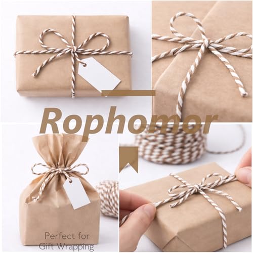 Tan White Cotton Twine String 2mm Thick, 164 ft per Roll – 2 Pack for Crafts Gift Wrapping