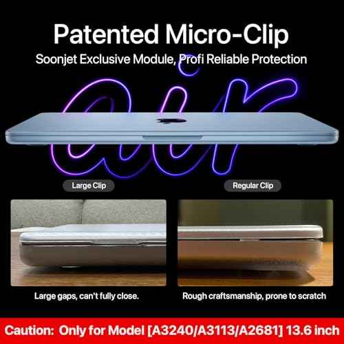 Compatible for MacBook Air 13.6 inch Case M4 M3 M2 2025 2024-2022 Release Model A3240 A3113 A2681, Sturdy Protective Hard Shell Case Cover for MacBook Air 13 inch