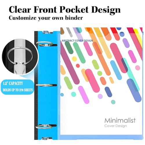 INFUN 1.5 Inch Telescoping 3 Ring Binder - 6PCS, Flexible Round Binder with Customizable Front Cover and Clear Catalog Pocket, 1.5Inch Rings, 370 Sheet Capacity