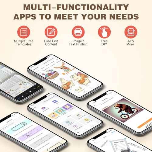 Print Pods Mini Printer, Thermal Inkless Sticker Maker with 3 Rolls Paper, Pocket Printpod for Phone, Impresora Port?til for Notes, Flashcards, Journal, DIY (Calif Beach)