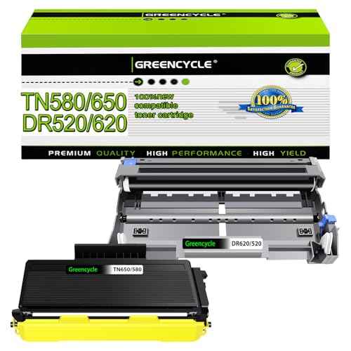 greencycle High Yield Black Toner Cartridges & Drum Unit Set Compatible for Brother TN580 TN650 DR620 DR520 use for HL-5370dw/5340d DCP-8060/8065DN MFC-8680dn/8480DN/8690dw Printer (1 Toner,1 Drum)
