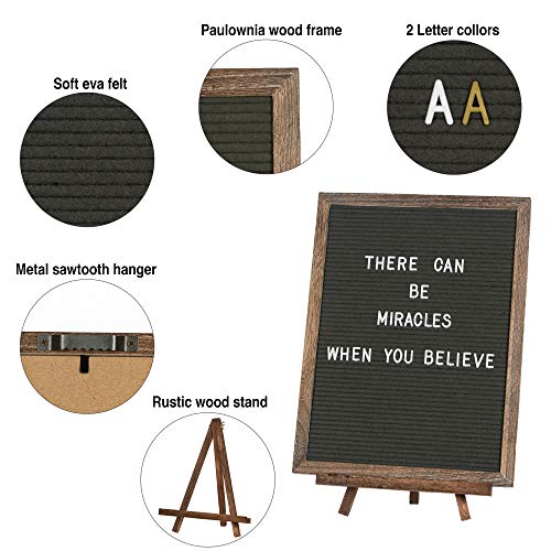 12x16 Grey Felt Letter Board with Rustic Frame, Includes 792 Letters & Accessories