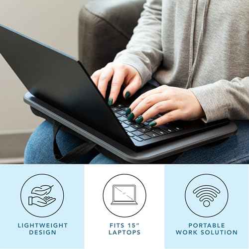 LAPGEAR Compact Lap Desk - Fits up to 15 Inch Laptops - Charcoal - Style No. 43105