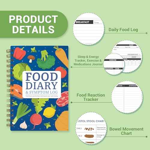 Food Diary and Symptom Log Book for Tracking Meals, Bowel Movements, Sleep, Reactions - Bristol Stool Chart, Notebook Journal for Low FODMAP, IBS, Allergies, Intolerance - Keto, Paleo, Whole30
