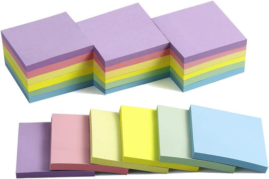 (24 Pack) Sticky Notes 3x3 in Post Bright Stickies Colorful Super Sticking Power Memo Pads, Strong Adhesive, 74 Sheets/pad