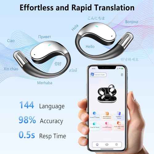 AI Translation Earbuds Real Time,144 Language Translator Earbuds, audifonos traductores ingl?s espa?ol, Translating Device with 5.4 Bluetooth for Travel Business Learning