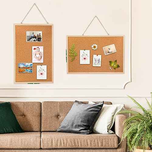 Lyellfe 3 Pack Cork Boards for Walls, 24''L x 16''W Large Bulletins Board with Frame, Push Pins, Thick Notice Board for Office School Home Decor, Two-Side Cork