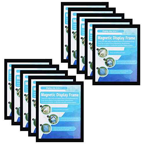Self-Adhesive Magnetic Document Sign Holder 8.5X11'',Black,Pack of 10