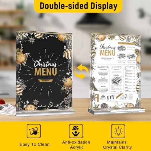 Dynta Acrylic Sign Holder 8.5 x 11 Inches 14 Pack Double Sided Clear Display Stand Vertical Table Sign Holder Plastic T Shape Document Menu Flyer Holder for Office Stores Restaurants Wedding Party