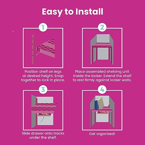 LockerMate Adjust-A-Shelf Locker Shelf & Organizer, Extends to Fit