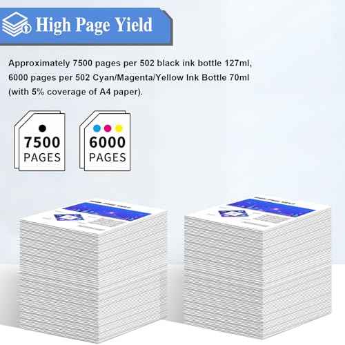 T502 Ink Refill Bottles Replacement for T502 Ink Refill Bottles for ET-2850 ET-3850 ET-4850 ET-15000 ET-3830 ET-2760 ET-4760 ET-3760 ET-3843 ET-2700 ST-2000 Printer (3BK C M Y)