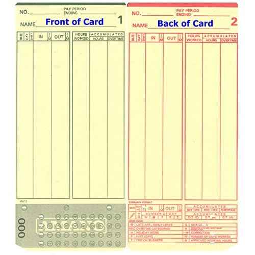 (1000) Amano MJR-7000 and MJR-8000 Time Clock Cards, 000-099 Number Series